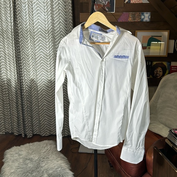 Custom Aragaza dress shirt from Barcelona. Worn once. Slim for small - Picture 1 of 6